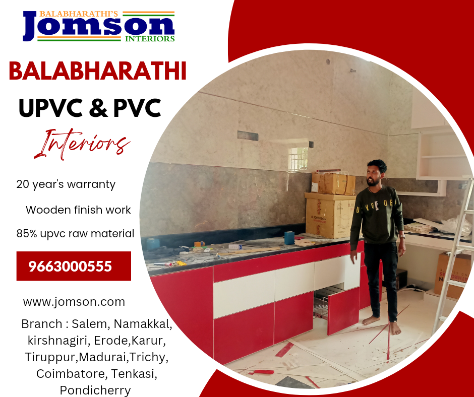 red and white color modular kitchen